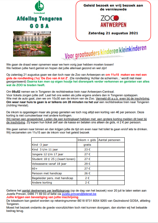 zoo antwerpen gosa tongeren